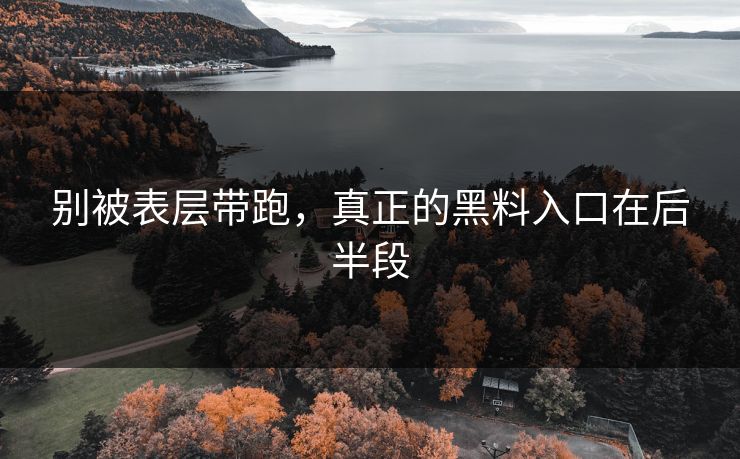 别被表层带跑,真正的黑料入口在后半段
